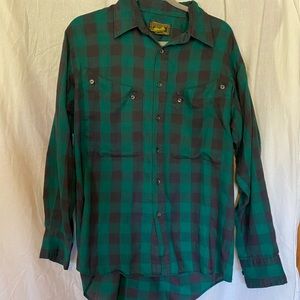 Black and Green Checkered Flannel Shirt